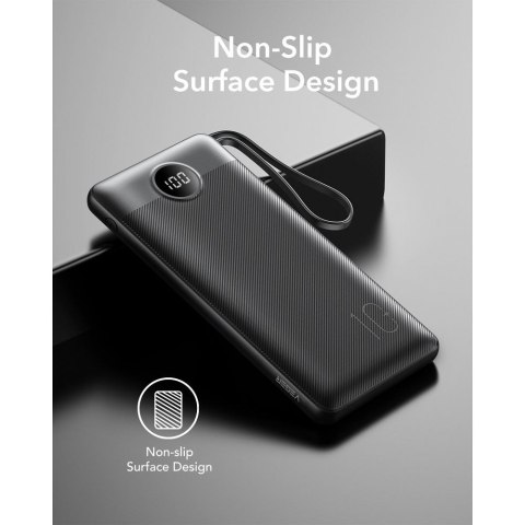 Powerbank Veger C10 (W1116) 10000 mAh z wbudowanymi kablami Micro USB / Typ C / Lightning czarny