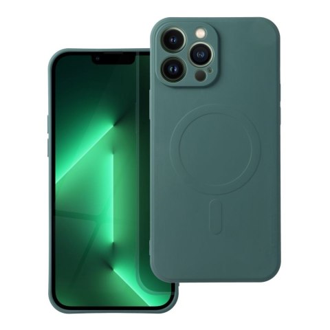 Futerał do iPhone 13 PRO Silicone Mag Cover zgodny z MagSafe ciemnozielony