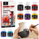 Zestaw Farb Ceramicznych Do Porcelany Szkła Ceramiki Pędzelek 12 szt. 25 ml
