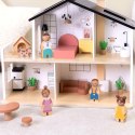 TOOKY TOY Drewniany Domek dla Lalek z Akcesoriami i Rodzinką 20 el.