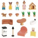 TOOKY TOY Drewniany Domek dla Lalek z Akcesoriami i Rodzinką 20 el.
