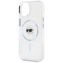 KARL LAGERFELD futerał do IPHONE 15 kompatybilny z MagSafe KLHMP15SHLSKIH (IML Metal K Head) biały