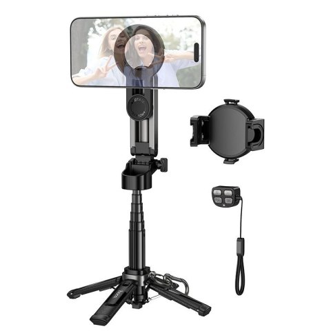 Live stand Hoco z magnetycznym oraz uniwersalnym mocowaniem z pilotem bezprzewodowym K27 PRO czarny