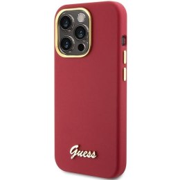 GUESS futerał do IPHONE 15 Pro GUHCP15LSMBSLM (Silicone Script Metal Logo & Frame) magenta