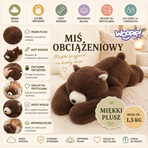 WOOPIE Pluszak Obciążeniowy Miś Niedźwiadek Antystresowy Sensoryczny Ciężkomiś Przytulanka 65cm 1,5 kg