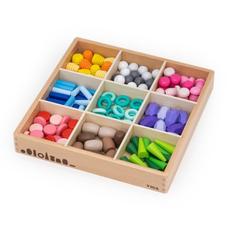 VIGA Klocki Drewniane Edukacyjne Układanka Montesori Sorter 141el.