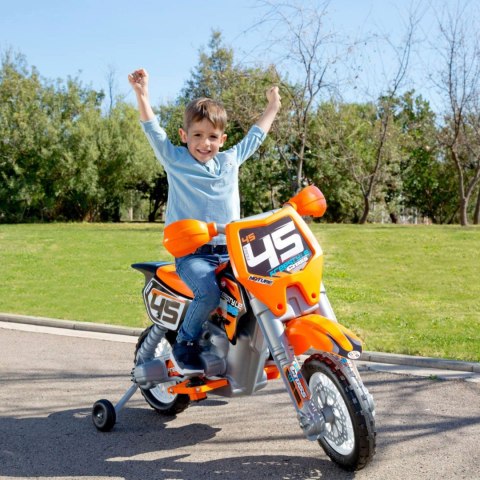 FEBER Motocykl Cross Pomarańczowy na Akumulator 6V dla Dzieci