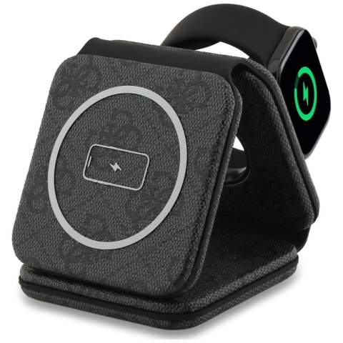 Ładowarka indukcyjna 3w1 zgodna z MagSafe 15W GUESS GUE005439 czarna