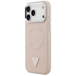 GUESS futerał do IPHONE 17 Pro kompatybilny z MagSafe GUHMP17LPSDTSCMP (PU W/ Triangle Logo) różowy