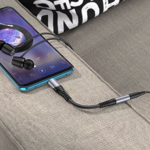 Adapter AUX Jack 3,5 mm do USB C Hoco LS33 szary