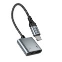 Adapter AUX USB C do 2x USB C max 10W Hoco UPA34A szary