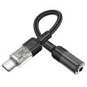 Adapter AUX USB C do Jack 3,5 mm Hoco 0,15 m LS37 transparentny czarny