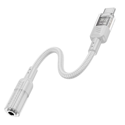 Adapter AUX USB C do Jack 3,5 mm Hoco 0,15 m LS37 transparentny szary