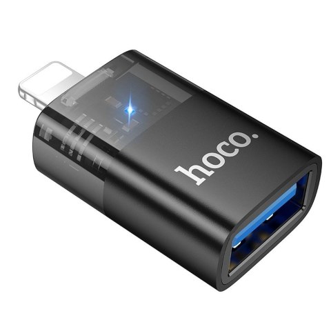 Adapter OTG Lightning do USB A Hoco UA36 czarny transparentny
