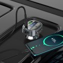 Ładowarka samochodowa Hoco USB A + USB C PD QC3.0 5A 30W z wyświetlaczem + transmiter FM BT E70 czarny