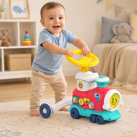 WOOPIE BABY Lokomotywa Pchacz Jeździk 2w1 Interaktywny Pociąg