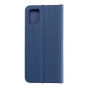 Etui z klapką na Samsung A51 Luna Book Carbon niebieskie