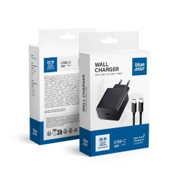 Ładowarka sieciowa do telefonu Blue Star USB C QC3.0 PD 3A 20W + kabel USB C do USB C TFB-TC-20WPD czarna