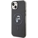 KARL LAGERFELD futerał do IPHONE 15 KLHMP15SHGKCNOK (Glitter + MAG) czarny