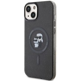 KARL LAGERFELD futerał do IPHONE 15 KLHMP15SHGKCNOK (Glitter + MAG) czarny