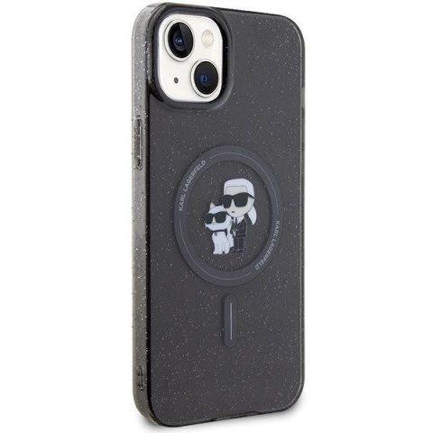 KARL LAGERFELD futerał do IPHONE 15 KLHMP15SHGKCNOK (Glitter + MAG) czarny