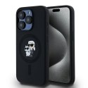 KARL LAGERFELD futerał do IPHONE 15 Pro kompatybilny z MagSafe KLHMP15LSCMKCRHK (Silicone KC Body Ring) czarny