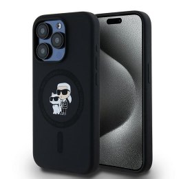 KARL LAGERFELD futerał do IPHONE 15 Pro kompatybilny z MagSafe KLHMP15LSCMKCRHK (Silicone KC Body Ring) czarny