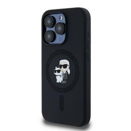 KARL LAGERFELD futerał do IPHONE 15 Pro kompatybilny z MagSafe KLHMP15LSCMKCRHK (Silicone KC Body Ring) czarny
