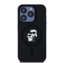 KARL LAGERFELD futerał do IPHONE 15 Pro kompatybilny z MagSafe KLHMP15LSCMKCRHK (Silicone KC Body Ring) czarny