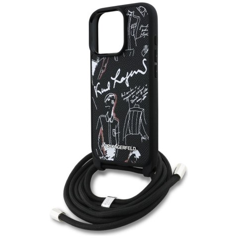 KARL LAGERFELD futerał do IPHONE 16 PRO KLHCP16LPGGRMPCK kompatybilny z MagSafe (CRSSBY Grained PU W/ Pattern & Logo) czarny