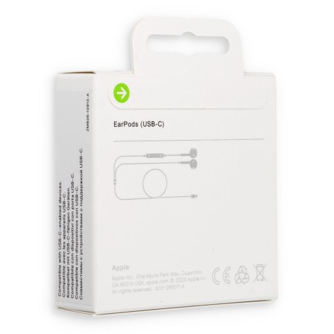Oryginalne Słuchawki przewodowe douszne Apple A3046 Earpods MYQY3ZM/A USB C blister białe