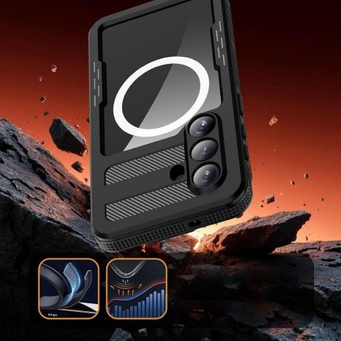 Etui na Samsung S26 PLUS wodoodporne Shellbox Mars z metalowym ringiem czarne