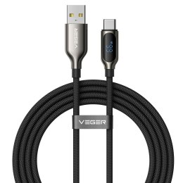 Kabel z diodą LED USB C do USB C VEGER PD 5A 100W 1,5 m CC1-ZSD czarny