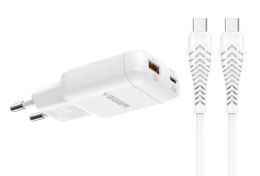Ładowarka sieciowa do telefonu VEGER USB A + Typ C PD 45W + kabel Typ C do C 100W TR121 biała