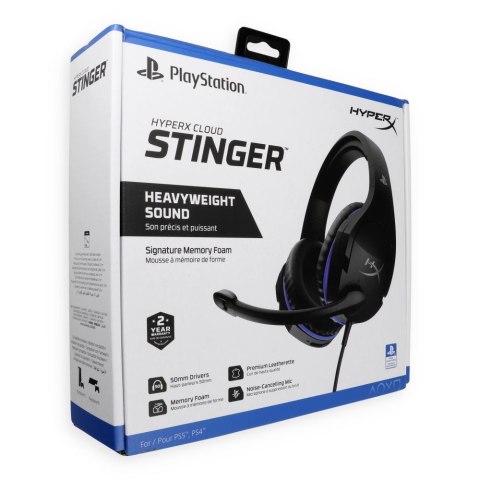 Słuchawki przewodowe nauszne Jack 3,5 mm HyperX Cloud Stinger PlayStation czarno niebieskie