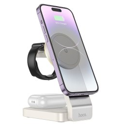 Ładowarka indukcyjna Hoco 3w1 15W zgodna z MagSafe CQ3 biała