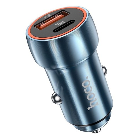 Ładowarka samochodowa Hoco USB A + USB C QC3.0 PD 20W Z46A niebieska
