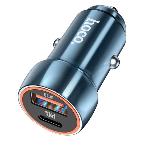 Ładowarka samochodowa Hoco USB A + USB C QC3.0 PD 20W Z46A niebieska