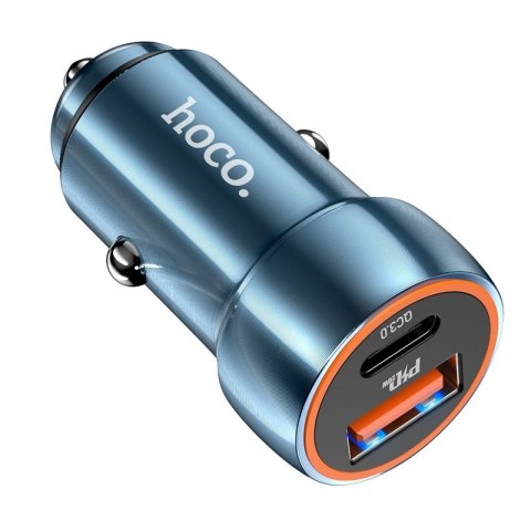 Ładowarka samochodowa Hoco USB A + USB C QC3.0 PD 20W Z46A niebieska