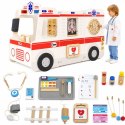 VIGA Duży Drewniany Ambulans Zestaw Karetka Małych Ratowników Akcesoria 25 el.