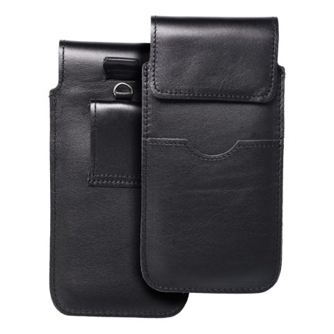 Etui wsuwane na telefon skórzane wsuwka z klapką do iPhone 6 PLUS / Samsung A52 / Xiaomi Redmi NOTE 10 Royal rozmiar 2XL czarne