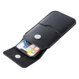 Etui wsuwane na telefon skórzane wsuwka z klapką do iPhone 6 PLUS / Samsung A52 / Xiaomi Redmi NOTE 10 Royal rozmiar 2XL czarne