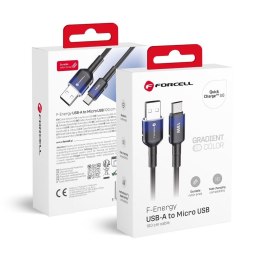 Kabel USB A do Micro USB Forcell F-Energy QC3.0 2,4A 18W Gradient 1 m C351 czarny
