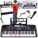 Keyboard 61 Klawiszy Podświetlane Stojak Mikrofon Organy Edukacyjne IN0187