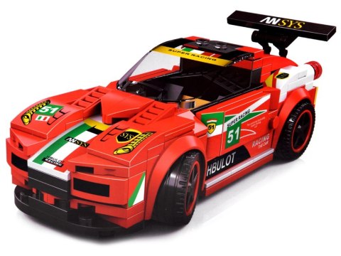 Klocki techniczne Sportowe auto CZERWONE 164-elementy + naklejki ZA4289