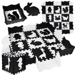 Mata piankowa - Puzzle kontrastowe dla niemowląt ZWIERZĘTA 120x120cm ZA4783