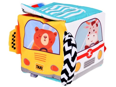 Zabawka sensoryczna MIĘKKA KOSTKA Montessori Pojazdy zwierzątka ZA5587