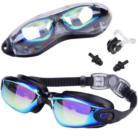 ZESTAW Okulary do pływania UV ANTI-FOG + zatyczki do uczu i nosa SP0792 ZL