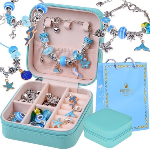 Zestaw do robienia bransoletek KORALIKI zawieszki CHARMS + szkatułka ZA5207