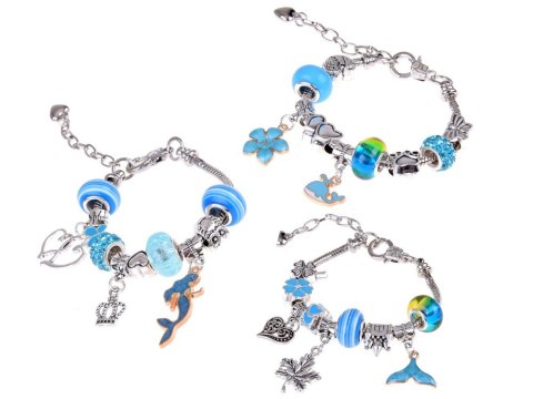 Zestaw do robienia bransoletek KORALIKI zawieszki CHARMS + szkatułka ZA5207